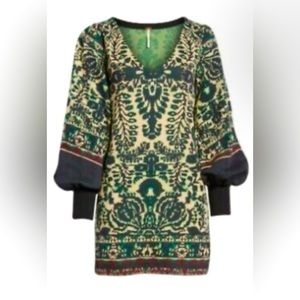 Free People Music & Lyrics Puff Long Sleeve Mini Sweater Dress Oversized Small